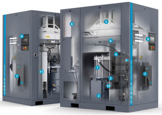 GA 75L VSD+ 아틀라스 나사 공기 압축기 75kw 오일 주입
